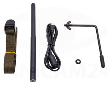Элементы, входящие в комплект поставки: ремень для крепления, внешняя антенна, USB-кабель, запасное уплотнительное кольцо и держатель