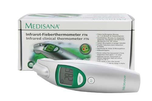 Инфракрасный термометр Medisana FTN упакован в картонную коробку