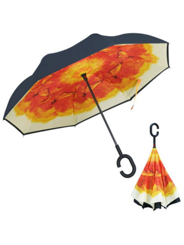 Зонт обратный Up-brella (оранжевый цветок)