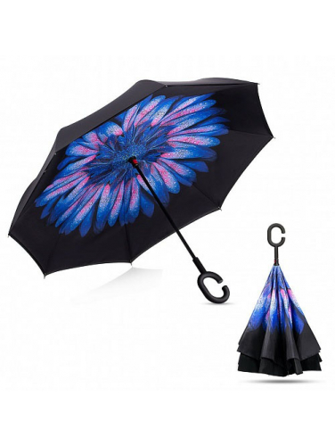 Зонт обратный Up-brella (синий цветок)