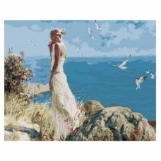 Картина по номерам "Девушка на фоне моря" размер 40x50 (арт. GX5705)