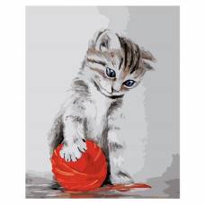 Картина по номерам "Котенок с красным клубком" размер 40x50 (арт. MG2075)