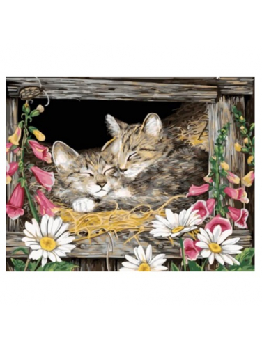 Картина по номерам Котята в гнезде размер 40x50 (арт. GX5606)