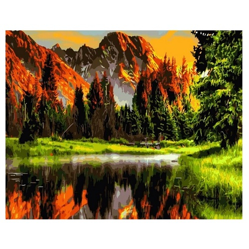 Картина по номерам "Пылающий закат в горах" размер 40x50 (арт. GX3348)