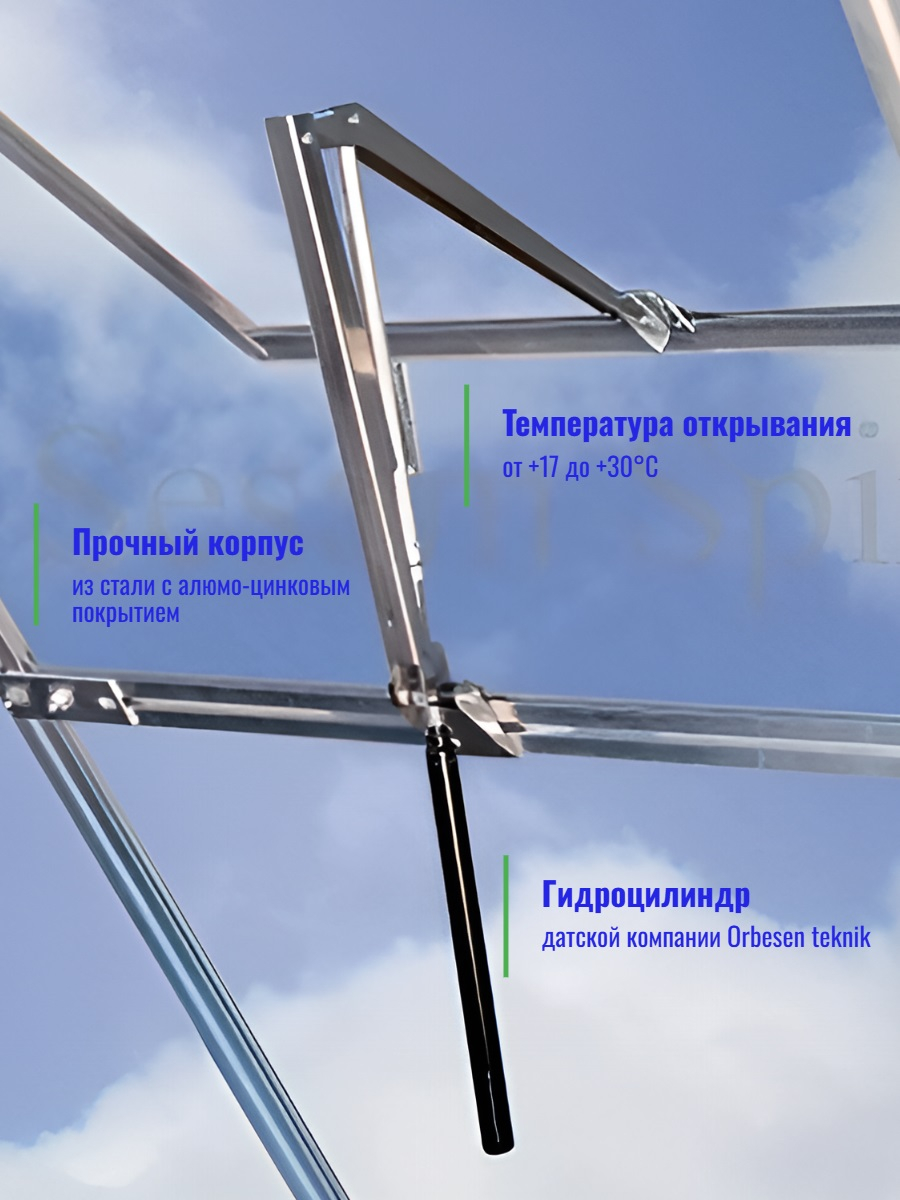Автомат для проветривания теплицы SESAM SPIRO с термометром, усиленный (термопривод)
