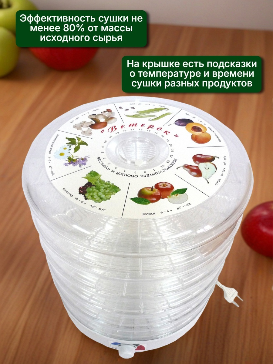Сушилка для фруктов Ветерок (5 поддонов + 2 для пастилы) прозрачная