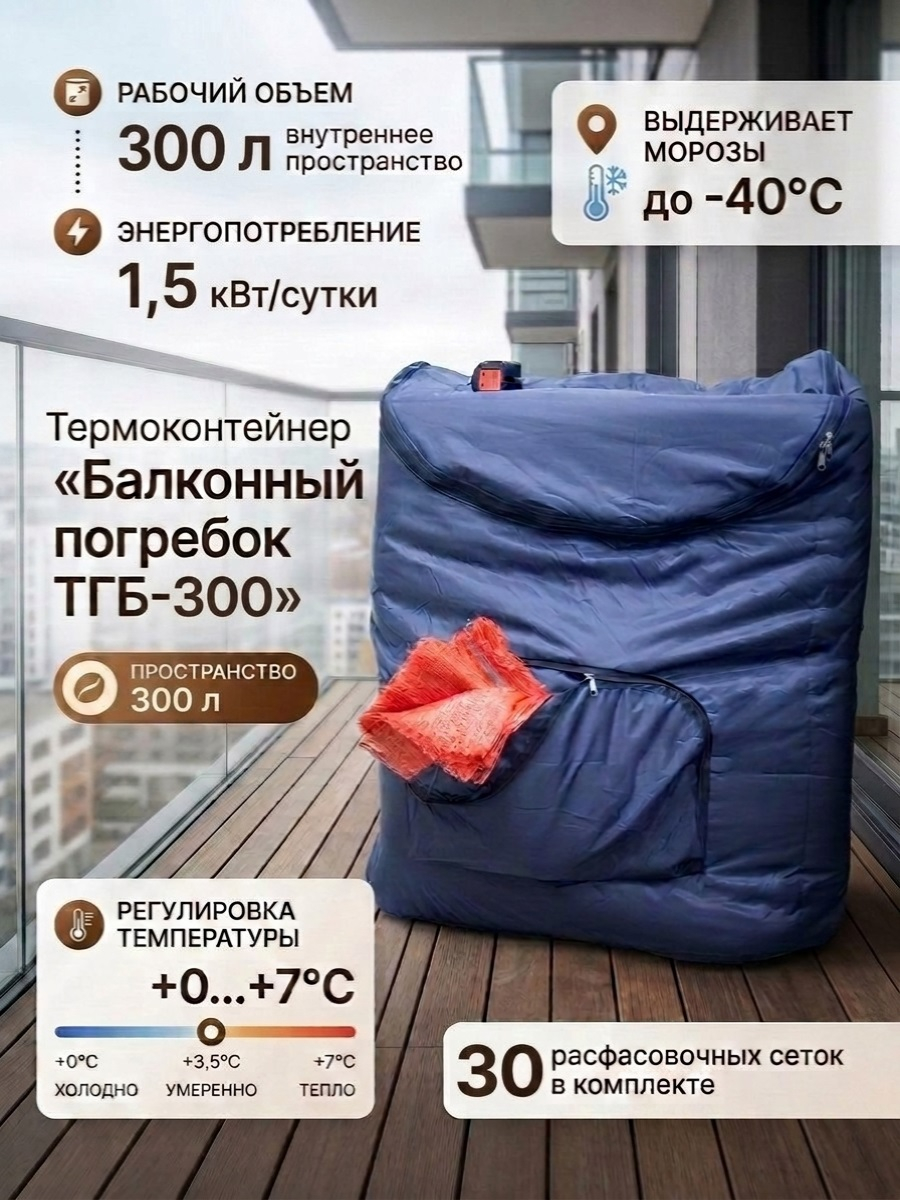 Термоконтейнер для хранения овощей "Балконный погребок ТГБ-300" на 300 л