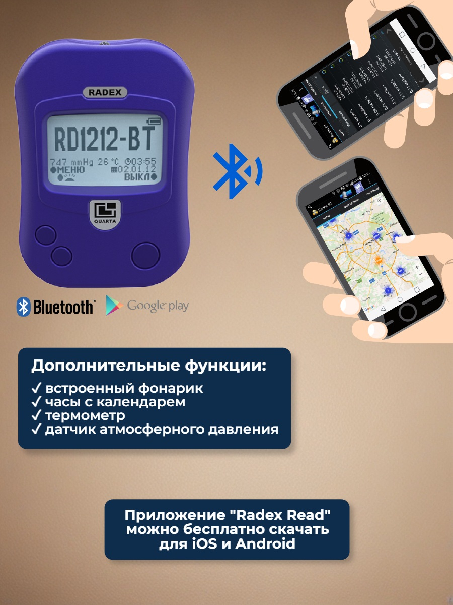 Дозиметр радиации RADEX RD1212BT bluetooth