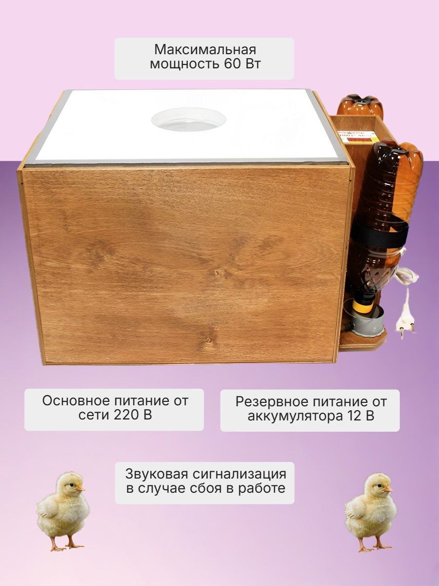 Инкубатор для яиц БЛИЦ-48, цифровой, автоматический переворот, 220В/12В (48 яиц)