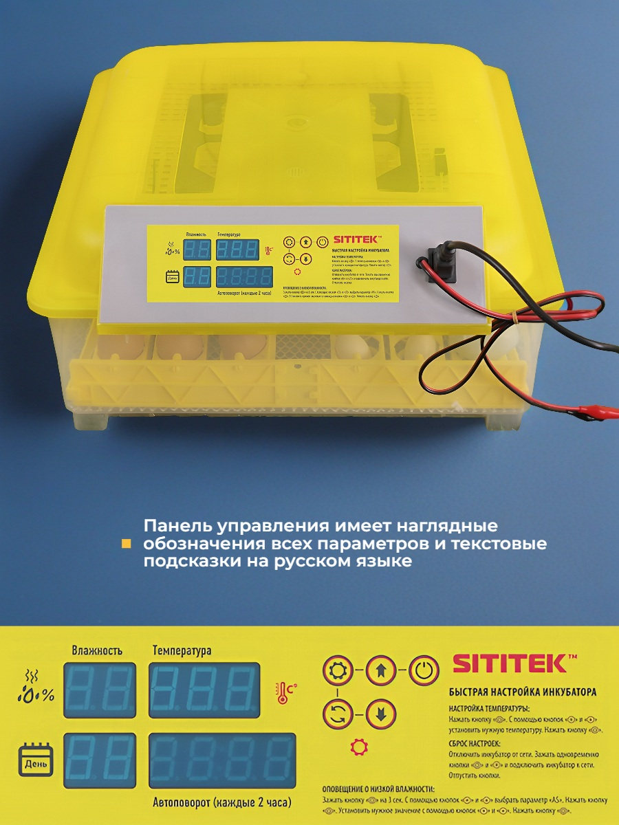 Инкубатор для яиц SITITEK 48 цифровой, автоматический переворот, 220В (48 яиц)