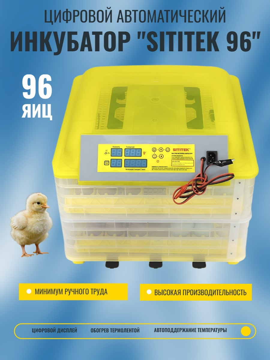 Инкубатор для яиц SITITEK 96 цифровой, автоматический переворот, 220В (96 яиц)
