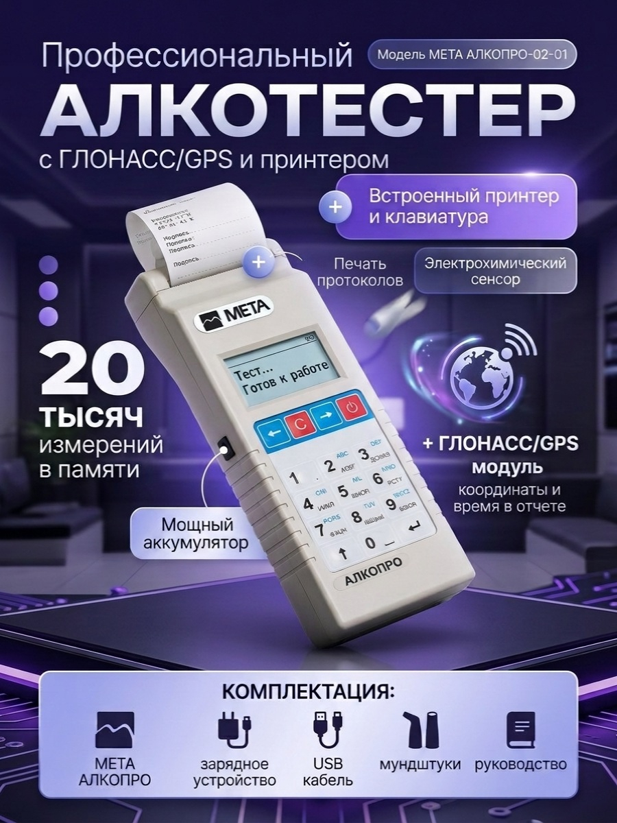 Алкотестер МЕТА АЛКОПРО-02-01