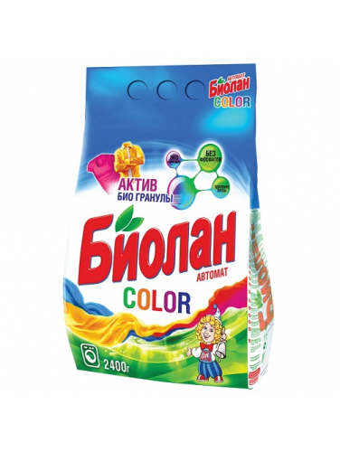 Порошок стиральный Биолан Color, автомат, для цветного белья, 2,4 кг