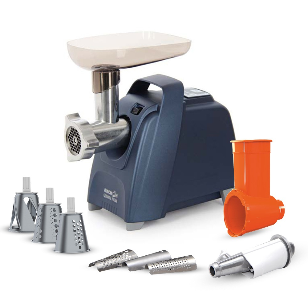 Электрическая мясорубка Аксион М 62.02 с эл.панелью управления и умным реверсом (синяя)