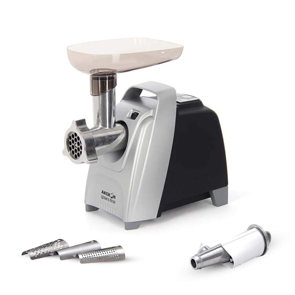 Электрическая мясорубка Аксион М 62.04 с эл.панелью управления и умным реверсом (черно-серебристая)