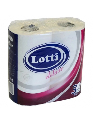 Туалетная бумага Lotti Deluxe, белая, 3 слоя, 4 рулона