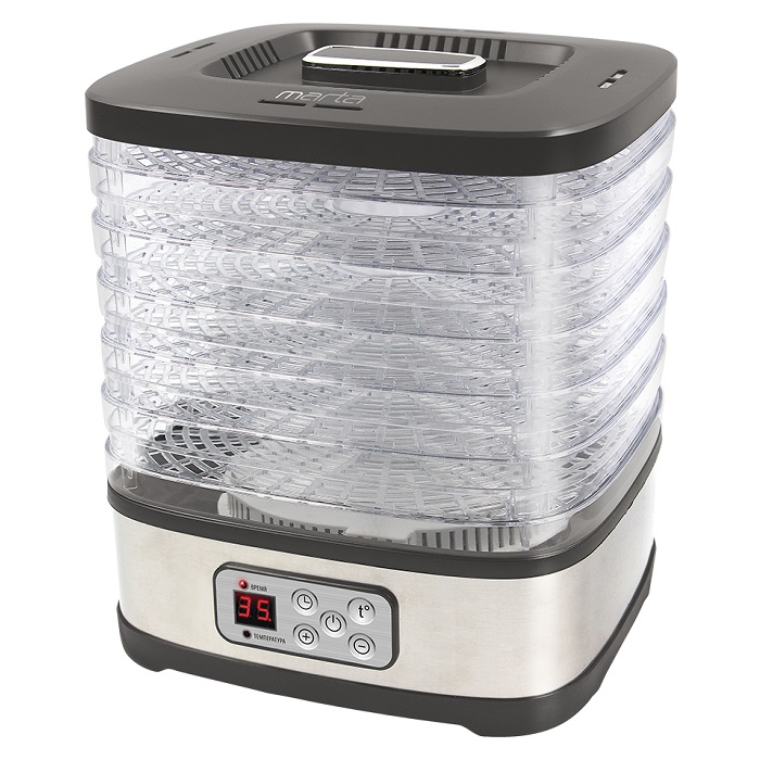 Сушилка для фруктов и овощей MARTA MT-1877 с эл.управлением (9 поддонов: 6 обычных + 3 для пастилы) 16 л.