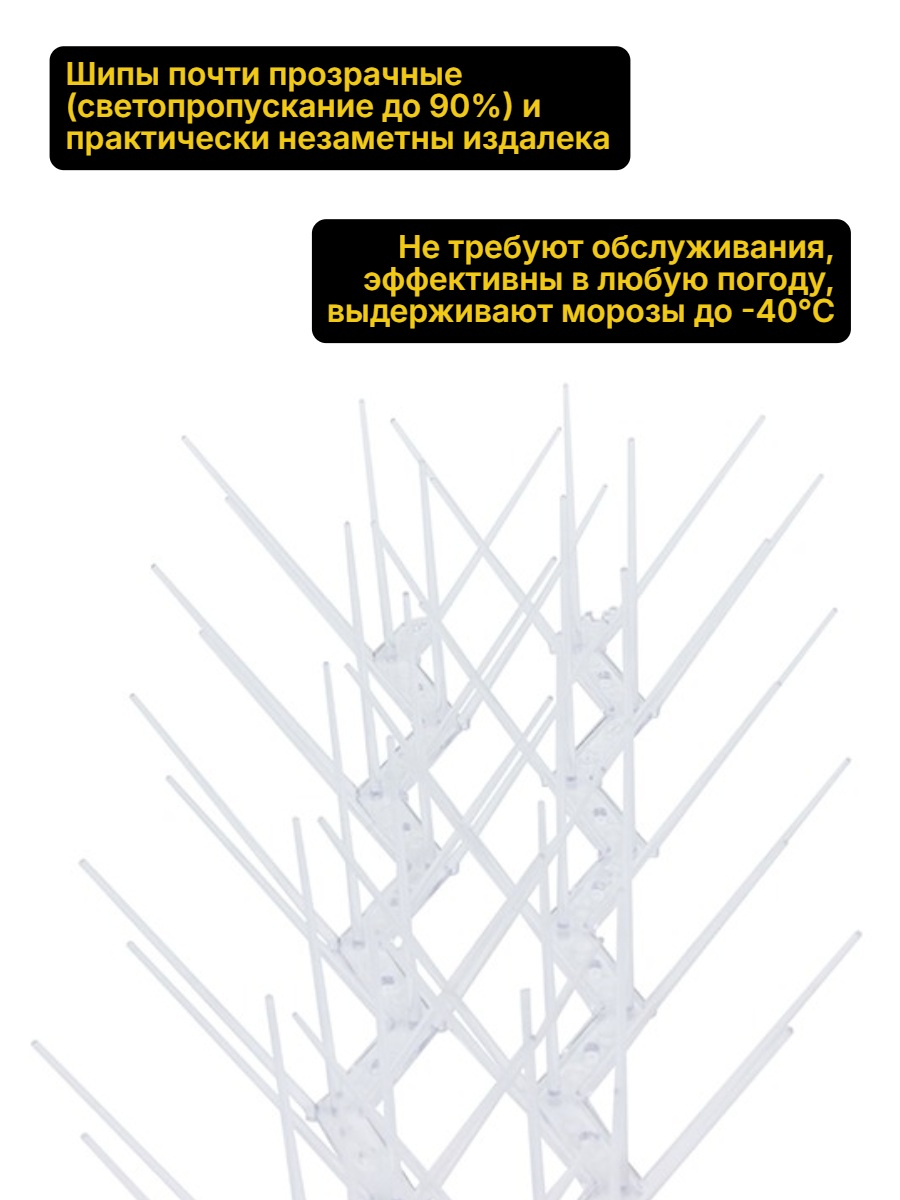 Пластиковые шипы от птиц SITITEK ECO 3D (комплект 10 шт.)