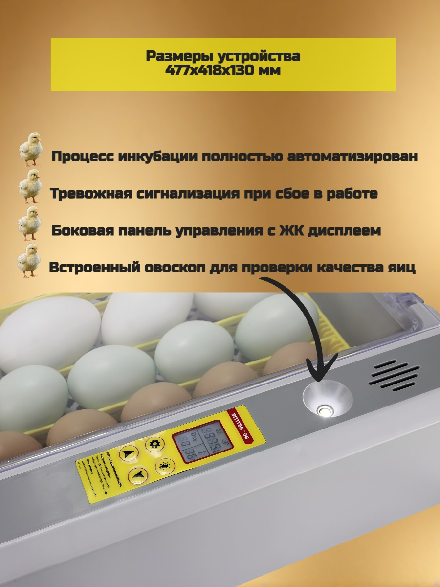 Автоматический инкубатор SITITEK 36 с универсальными лотками