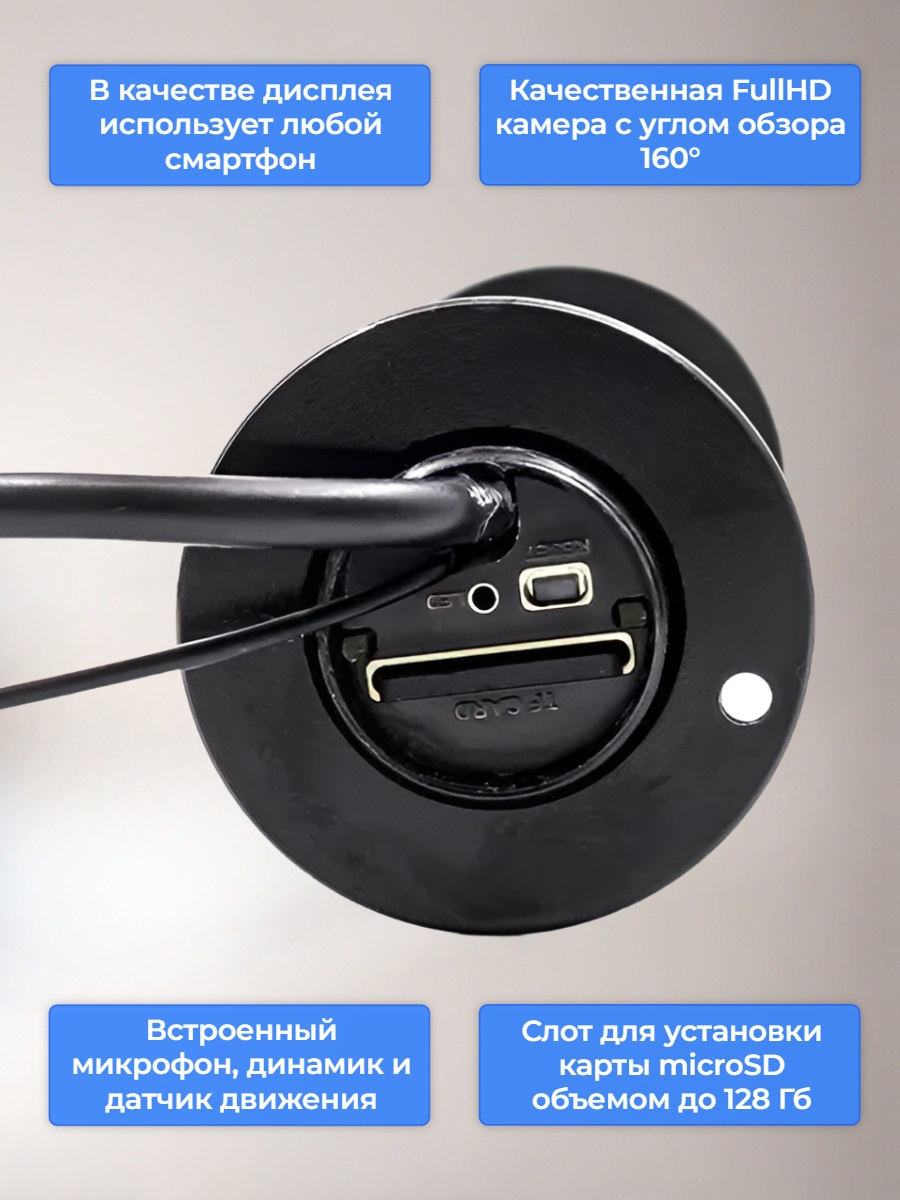 Беспроводной видеоглазок TUYA Wi-Fi IHome-HQ02-Tuya с записью и датчиком движения