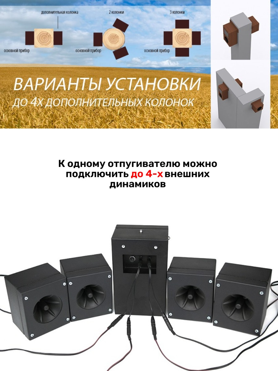 Дополнительный внешний динамик отпугивателя птиц ГРАД А-16 (длина кабеля 30 м)