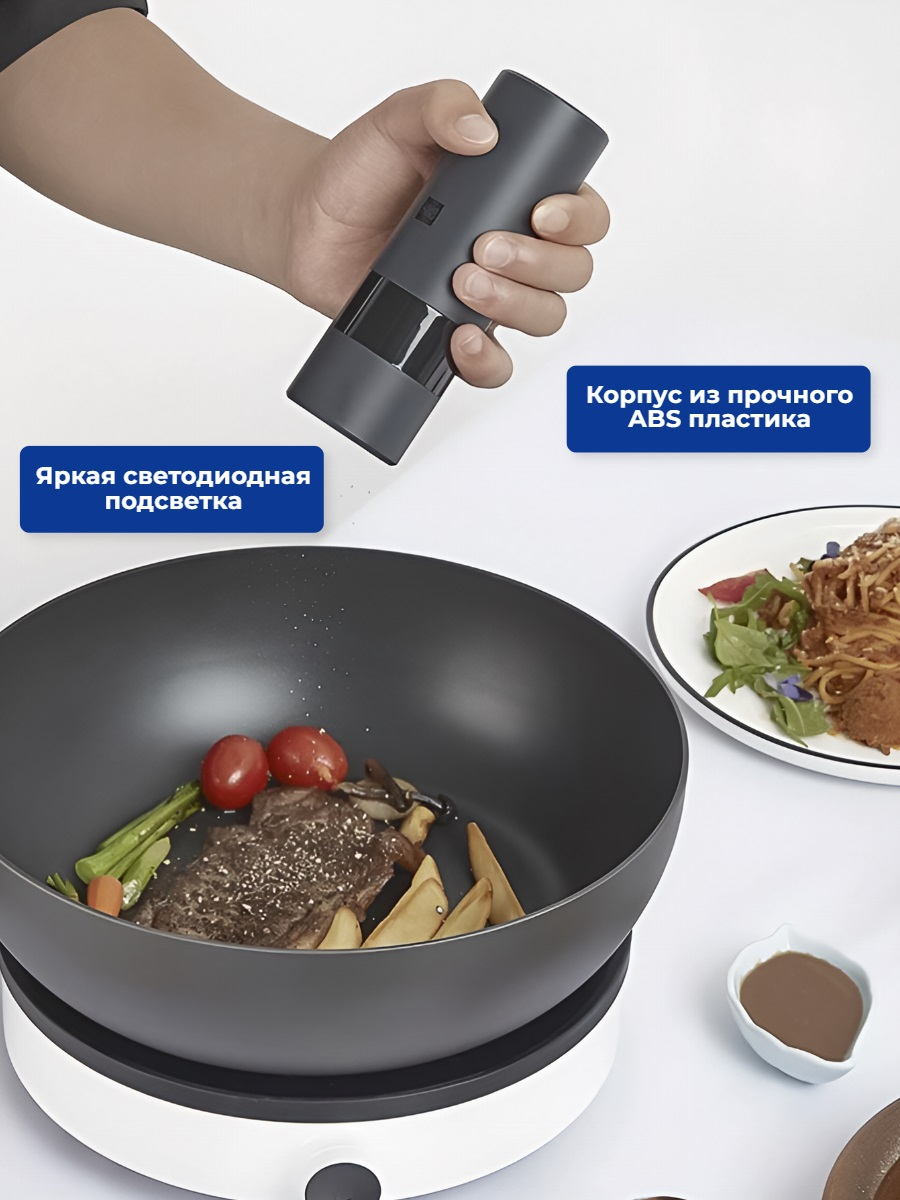 Мельница электрическая для специй Xiaomi HuoHou Electric Pepper Grinder (питание от батареек) чёрная