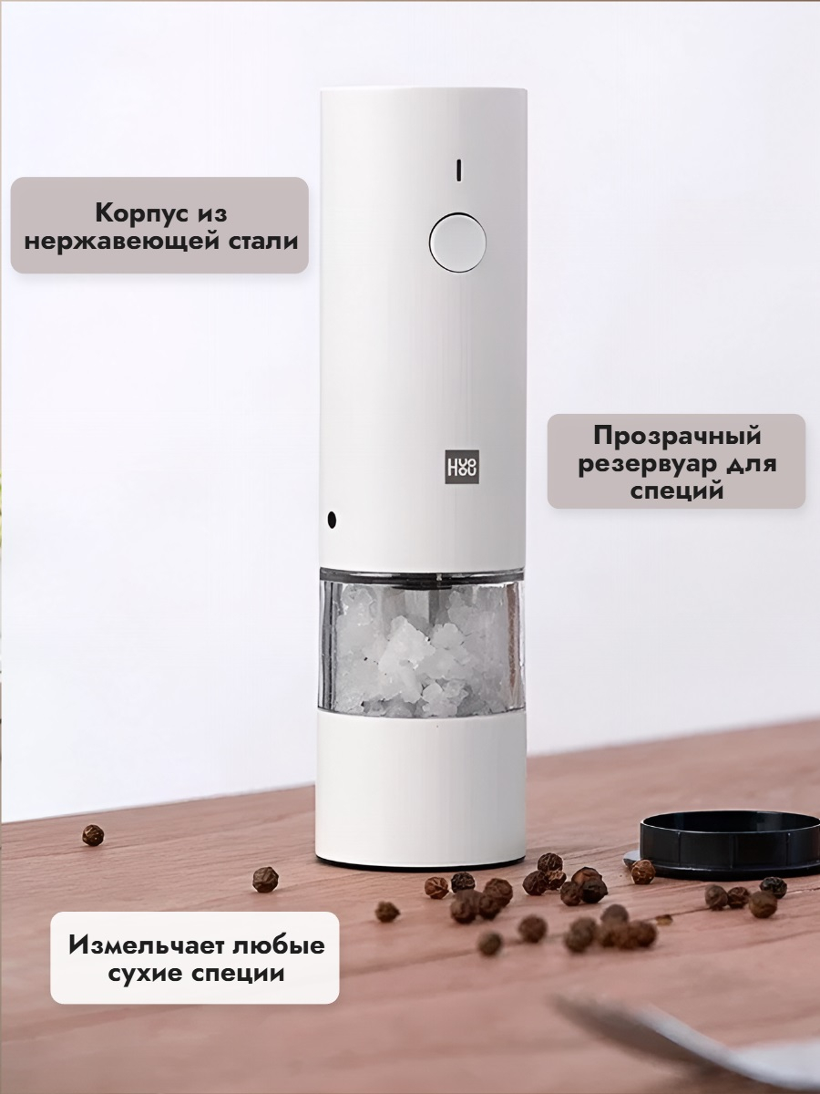 Мини-мельница для специй Xiaomi HuoHou Electric Mini Grinder Rechargable HU0281 RUS с аккумулятором, белая