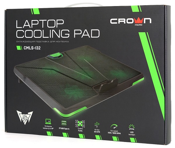 Охлаждающая подставка для ноутбука CROWN CMLS-132 Green