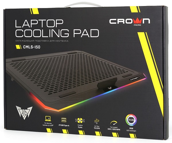 Охлаждающая подставка для ноутбука CROWN CMLS-150 RGB