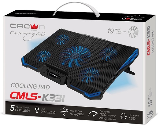 Подставка под ноутбук с охлаждением CROWN CMLS-K331 BLUE
