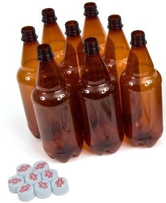 В комплект поставки Мини пивоварни Mr.Beer "Premium Kit" входят 8 пластиковых бутылок с этикетками и пробками в картонном ящике (этикетки и ящик на фото не представлены)