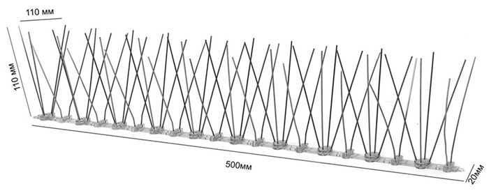 Противоприсадные шипы от птиц Ёж-металл 30 в сборе