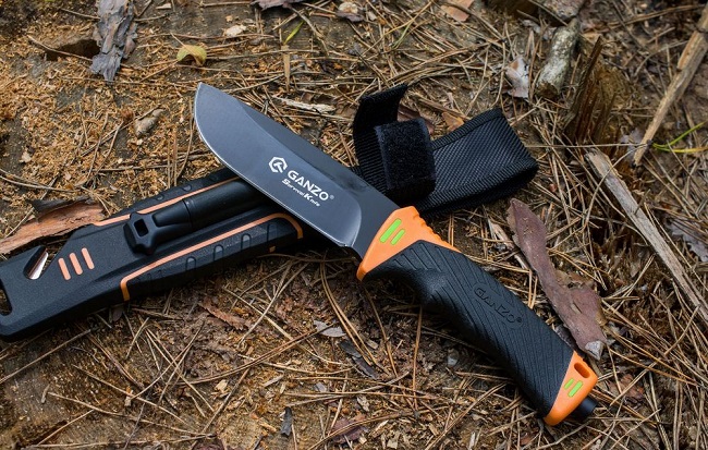 Нож для выживания Ganzo G8012-OR с огнивом и точилкой