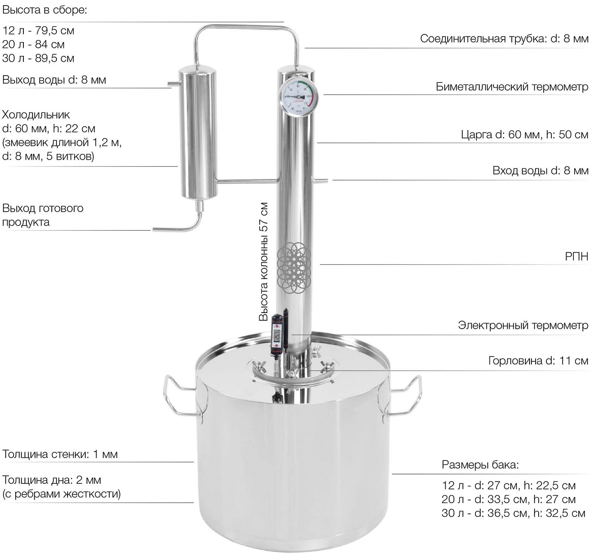 Самогонный аппарат Меркель ПРО 30 л, (Merkel pro): купить в Москве и  Санкт-Петербурге, цены, фото, описание
